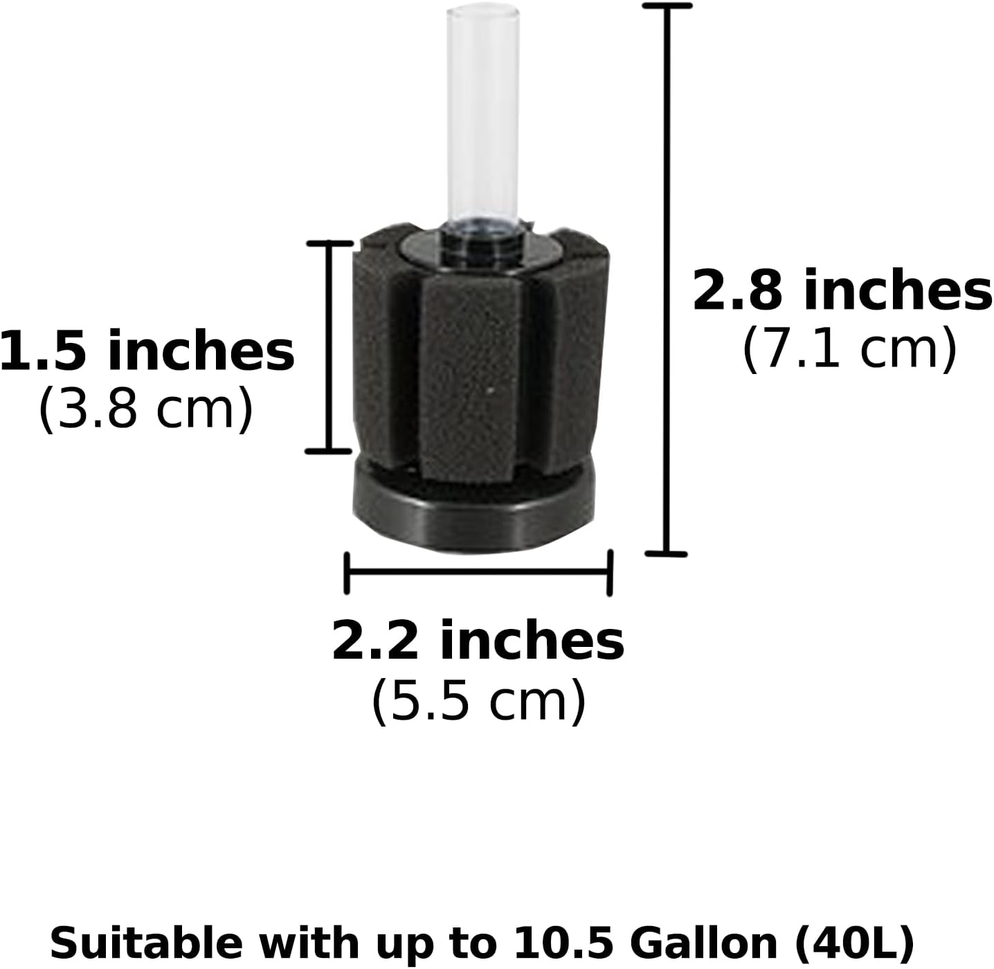 SunGrow 10-Gallon Betta Sponge Filter, Slow Current Fish Tank Filter, Perfect for Fry & Small Fish Aquarium
