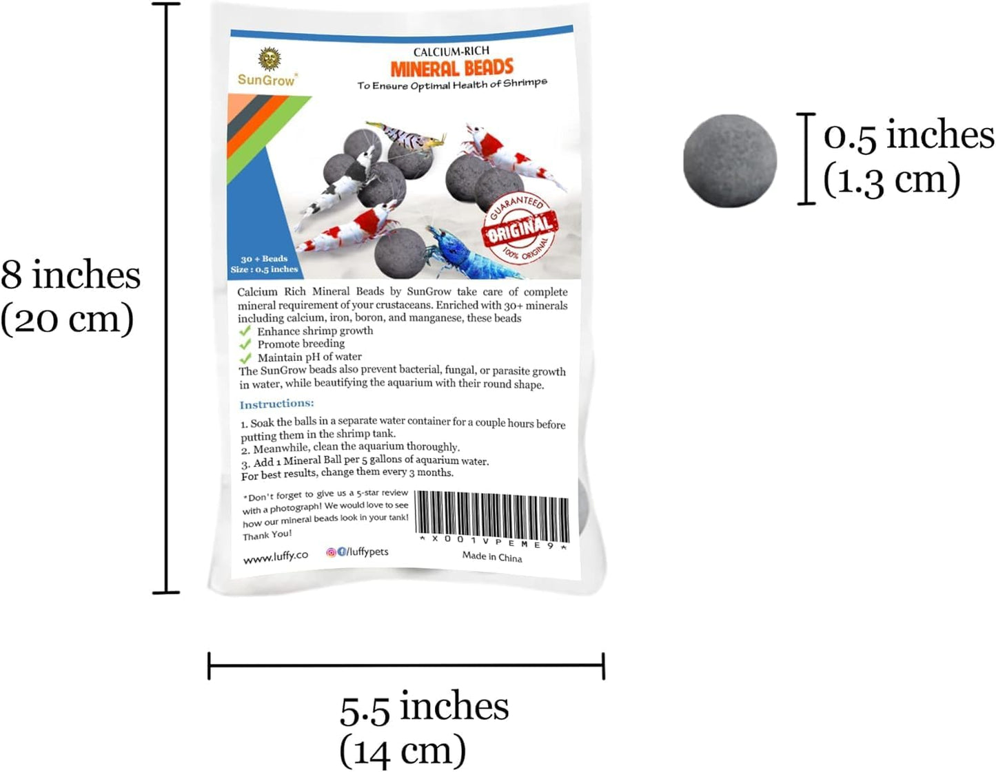 SunGrow Shrimp Balls, Calcium-Rich Balls, Successful Shedding, Increase Survival Rate, Impart Vibrance, Cool Décor with Wellness Benefits