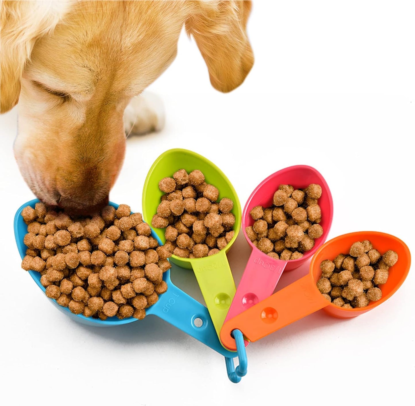 Vila Pet Food Measuring Scoop Cups, One Set to Feed Them All - Ideal for Multi-Pet Homes, Perfect Portion for Your Pets, Easy to Fill and Measure, 4pcs