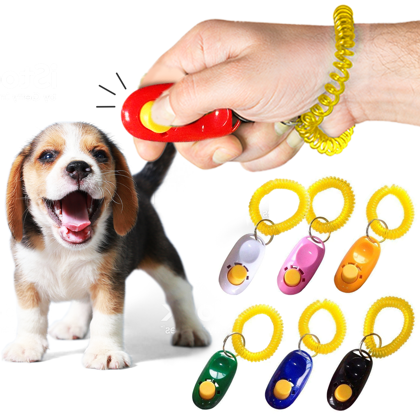 SunGrow - Multicolored Dog Clickers (7pcs)